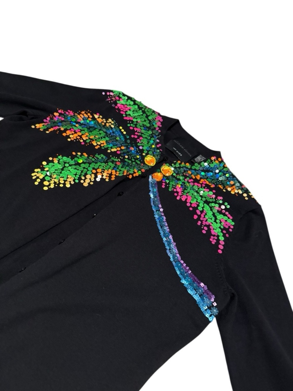 Michael Simon Sequined Palm Tree Cardigan Sweater Size Medium